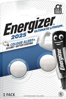 2 piles bouton lithium ultim CR2025 ENERGIZER