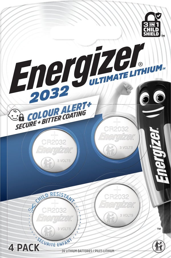 4 pile bouton lith ultim cr2032 energizer