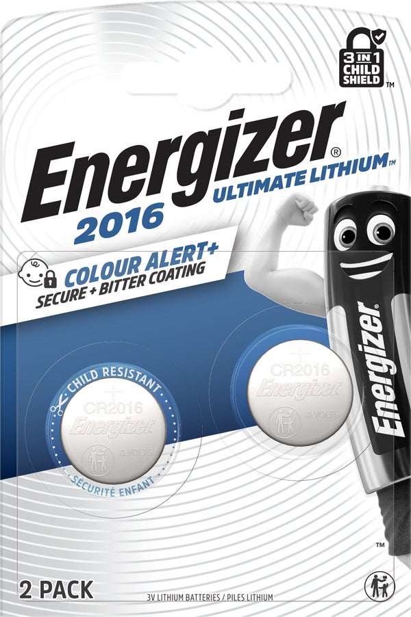 Lot de 2 piles CR2016, mAh 100, ENERGIZER