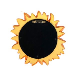 Miroir rond résine orange Fleur diam.17.5 cm