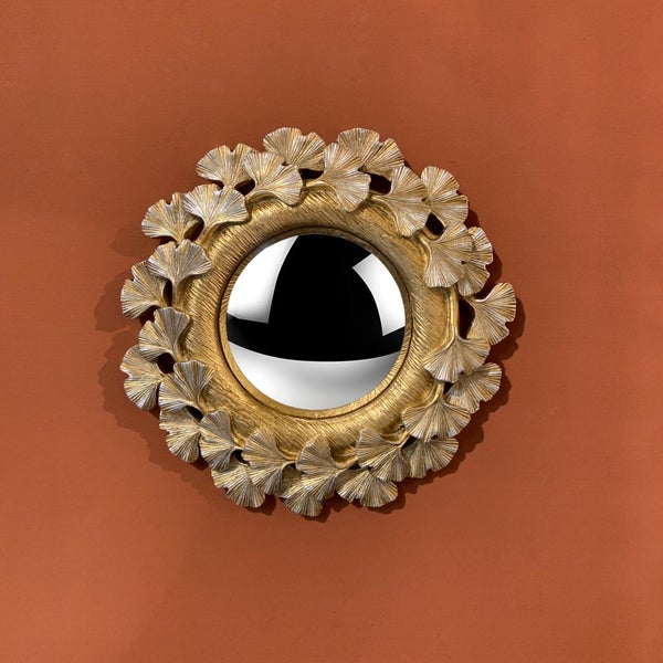 Miroir rond résine doré Ginkgo diam.18 cm