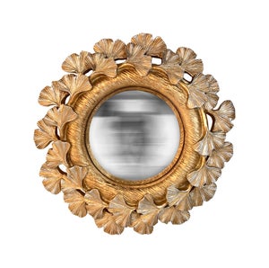 Miroir rond résine doré Ginkgo diam.18 cm