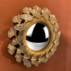 Miroir rond résine doré Ginkgo diam.18 cm