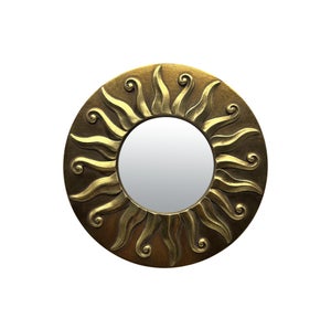 Miroir rond résine doré Soleil diam.17.5 cm