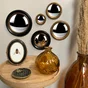 Miroir rond résine noir Perles diam.24 cm
