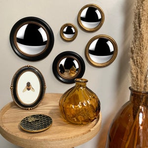 Miroir rond résine noir Perles diam.24 cm