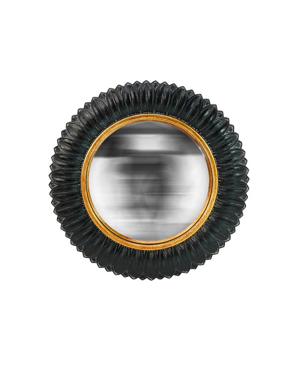 Miroir rond résine noir Dahlia diam.23 cm