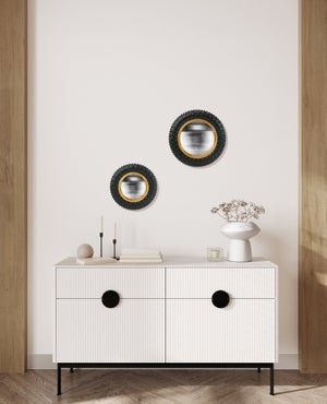 Miroir rond résine noir Dahlia diam.18 cm