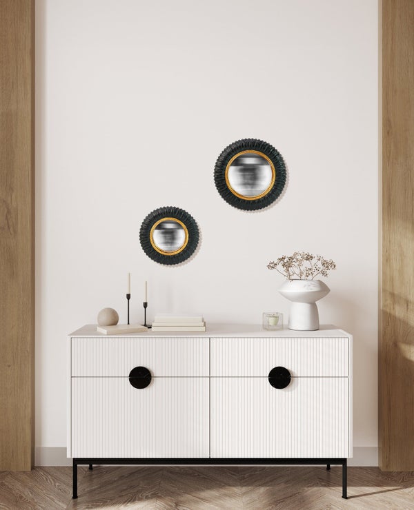 Miroir rond résine noir Dahlia diam.18 cm