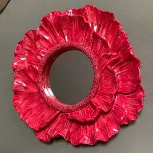 Miroir rond résine rose Fleur diam.17 cm