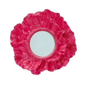 Miroir rond résine rose Fleur diam.17 cm