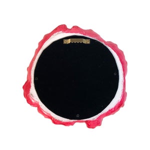 Miroir rond résine rose Fleur diam.17 cm