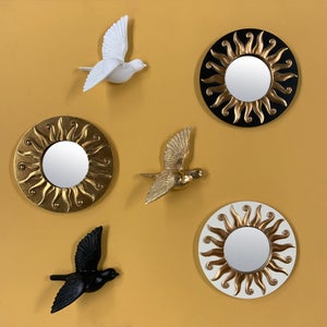 Miroir rond résine blanc Soleil diam.17.5 cm