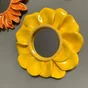 Miroir rond résine jaune Fleur diam.16.2 cm