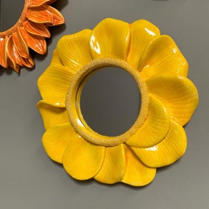 Miroir rond résine jaune Fleur diam.16.2 cm