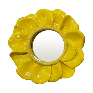 Miroir rond résine jaune Fleur diam.16.2 cm