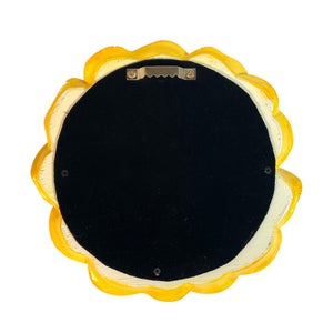 Miroir rond résine jaune Fleur diam.16.2 cm