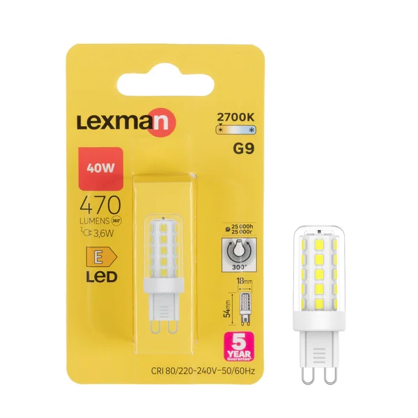 Ampoule led bulbe g9 plastique 3,6w=40w 470 lm claire 2700k lexman