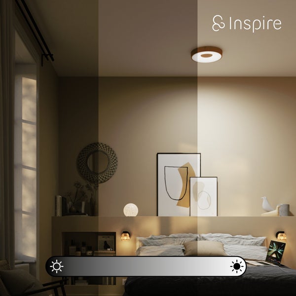 Plafonnier Piazo led diam. 38 cm variation de blanc bois INSPIRE