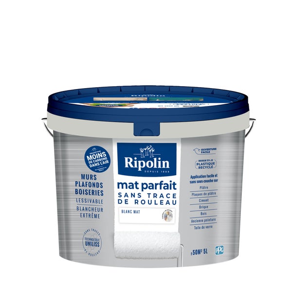 Peinture mur et plafond blanc mat RIPOLIN parfait 5l