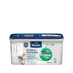 Peinture mur et plafond RIPOLIN Illico blanc satin 3l