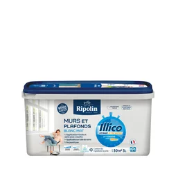 Peinture mur et plafond RIPOLIN Illico blanc mat 3l