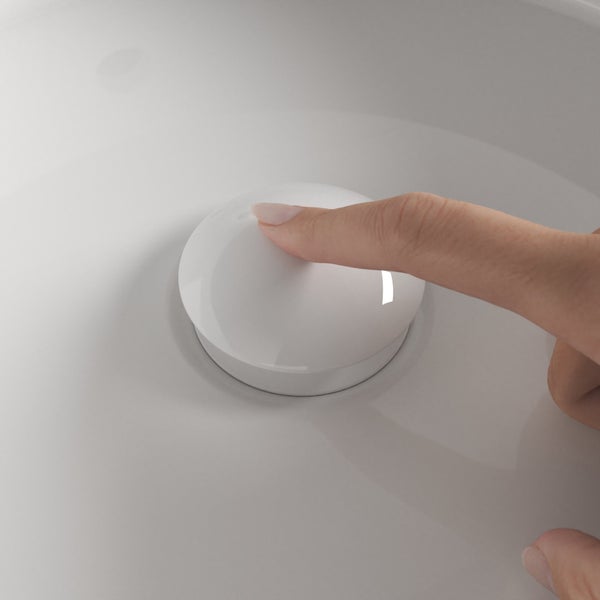 Bonde chrome ronde ceramique blanc