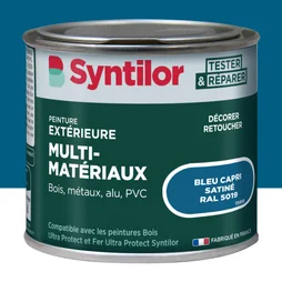 Peinture exterieure bois, aluminium, pvc . SYNTILOR bleu capri satine 125ml