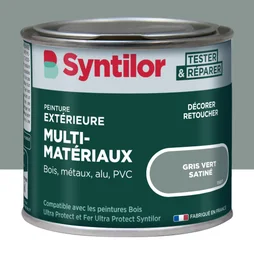 Peinture exterieure bois, aluminium, pvc . SYNTILOR gris vert satine 125ml