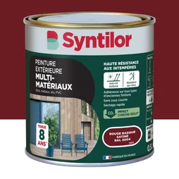 Peinture exterieure bois, aluminium, pvc . SYNTILOR rouge basque satine 0.5l