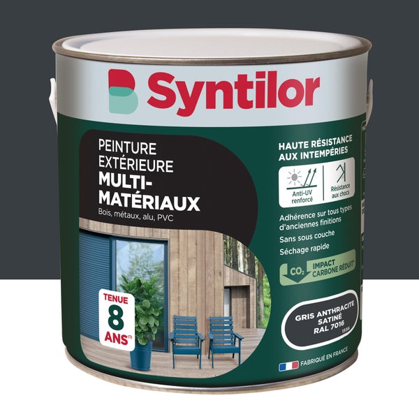 Peinture exterieure bois, aluminium, pvc . SYNTILOR gris anthracite satine 2l