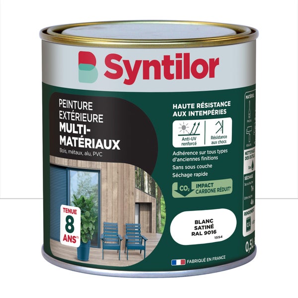 Peinture exterieure bois, aluminium, pvc . SYNTILOR blanc satine 0.5l