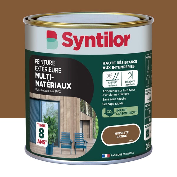 Peinture exterieure bois, aluminium, pvc . SYNTILOR noisette satine  0.5l