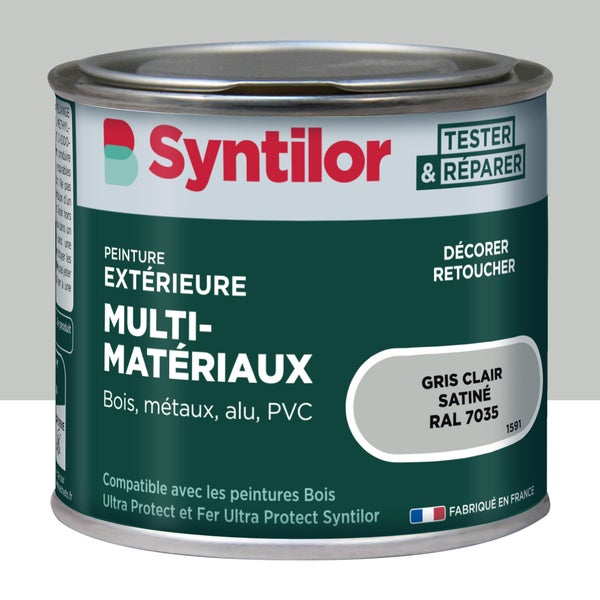 Peinture exterieure bois, aluminium, pvc . SYNTILOR gris clair satine 125ml