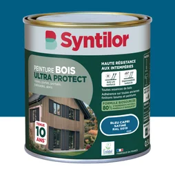 Peinture exterieure bois Ultra protect SYNTILOR bleu capri satine  0.5l