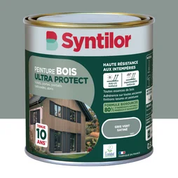 Peinture exterieure bois Ultra protect SYNTILOR gris vert satine  0.5l