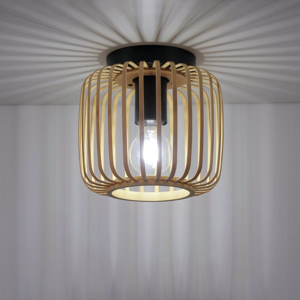 Plafonnier salle de bain Pécan E27 IP44 bambou INSPIRE