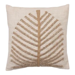 Coussin slub relief jute palme 45x45 cm