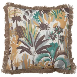 Coussin frange sweet jungle 50x50 cm multicolore