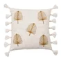Coussin brode pompons palmette 50x50 cm