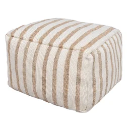 Pouf chindi raye ecru jute 50x50x30 cm