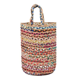 Panier chindi multicolore jute 30x45 cm