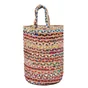Panier chindi multicolore jute 30x45 cm