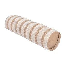 Coussin accoudoir chindi raye ecru jute 15x50 cm