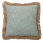 Coussin jute frange 50x50cm bleu