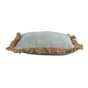 Coussin jute frange 50x50cm bleu