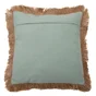 Coussin jute frange 50x50cm bleu