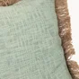 Coussin jute frange 50x50cm bleu