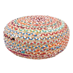Pouf chindi multico / jute diam 50x20 cm
