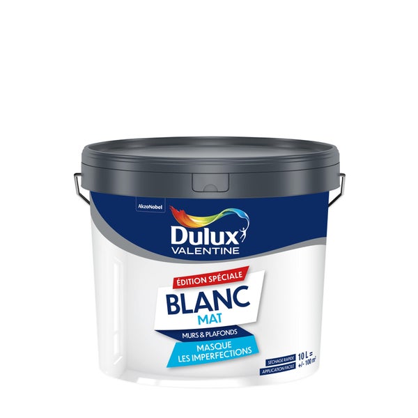 Peinture mur et plafond blanc mat DULUX VALENTINE 10 litres